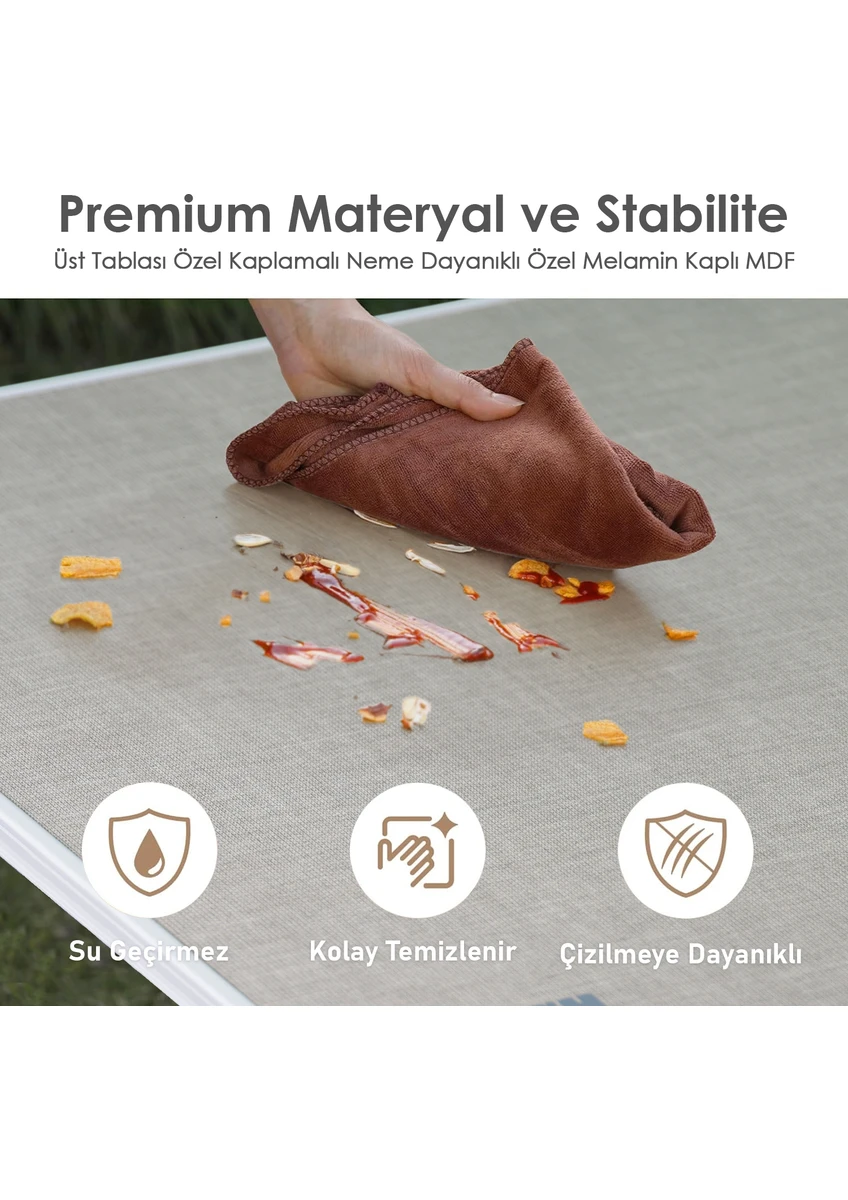 Saklama Dolaplı Kamp Masası, Katlanabilir Alüminyum Piknik Kamp Masası Mutfağı Dolabı Antrasit